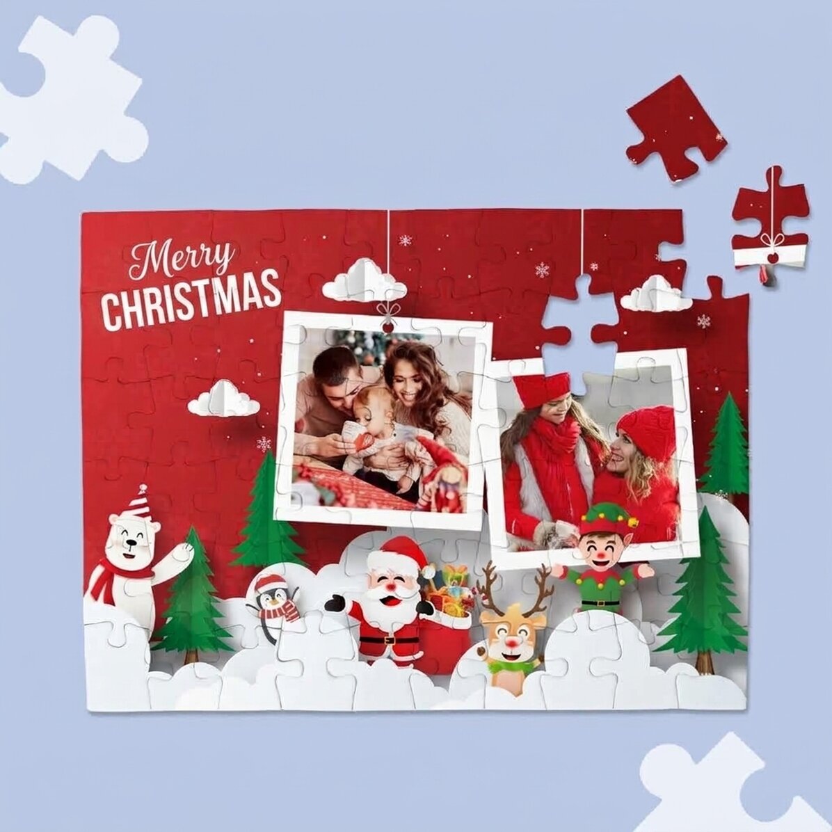Personalizované puzzle se 2 fotografiemi – Veselé Vánoce