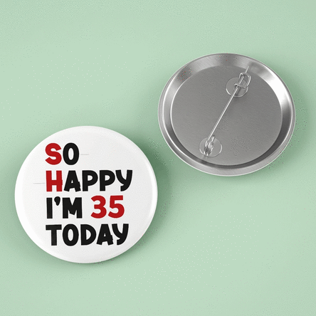 Personalised badge with text - So happy