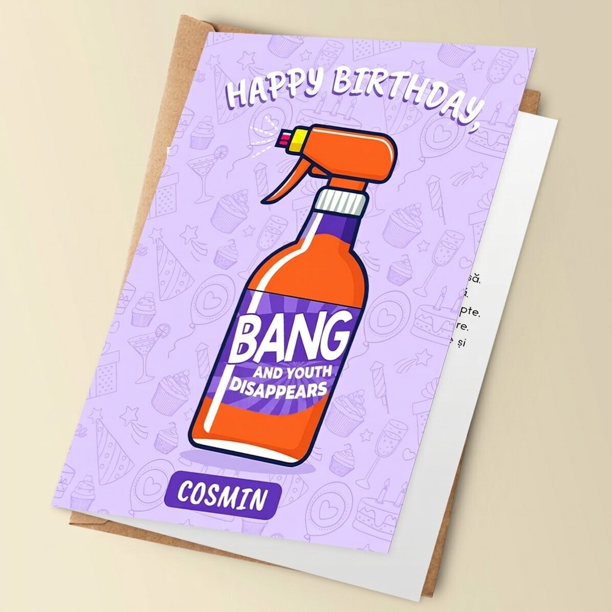 Personalizované přání s textem – BANG! A mládí je pryč