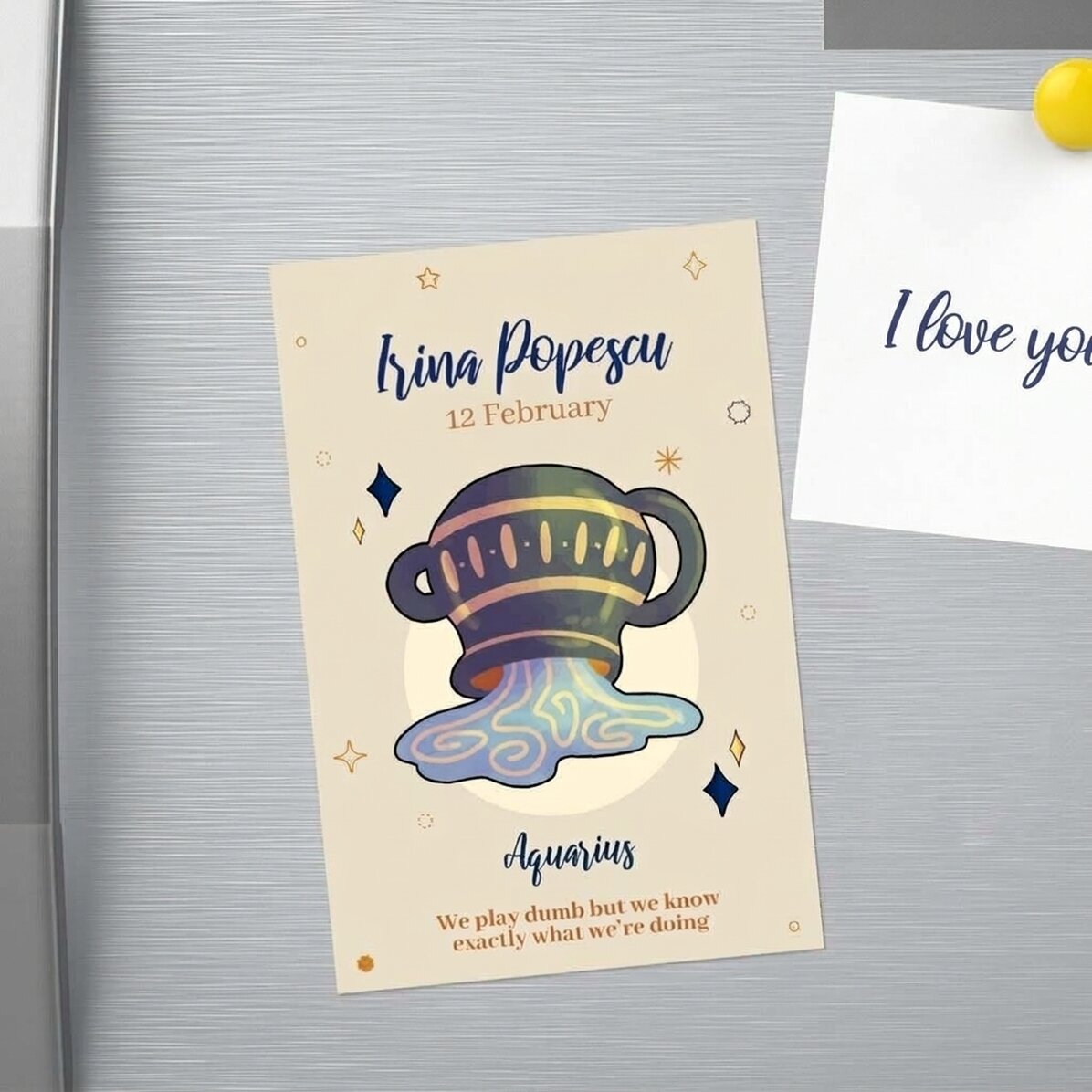Magnet 10 × 15 cm s vlastním textem – znamení Vodnáře