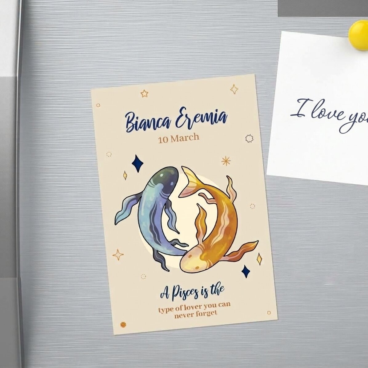 Magnet 10 × 15 cm s vlastním textem – znamení Ryb