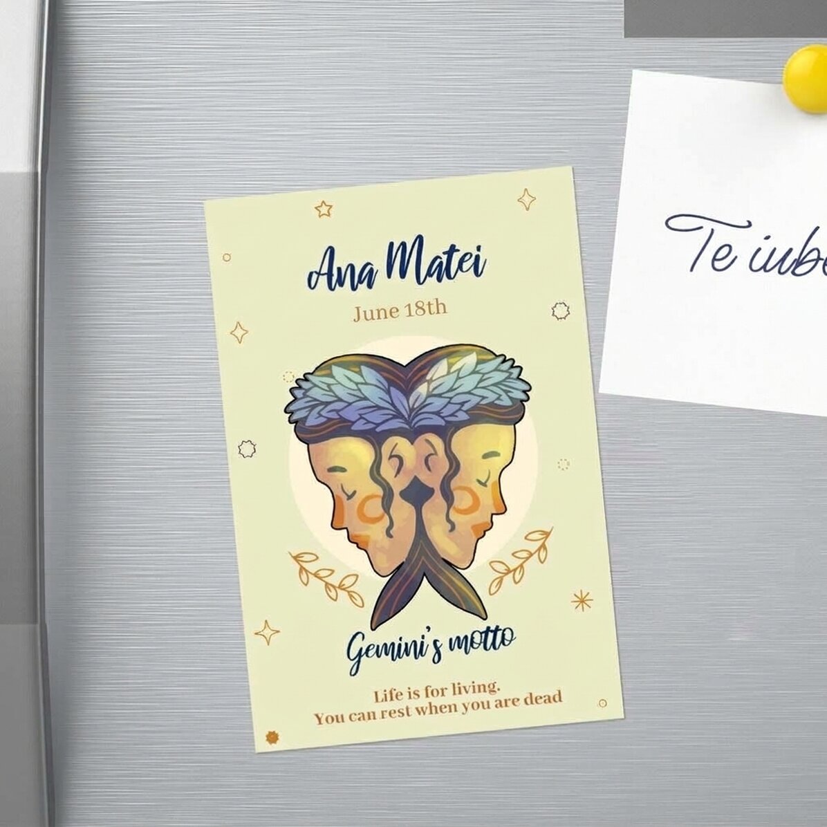 Magnet 10 × 15 cm s vlastním textem – znamení Blíženci