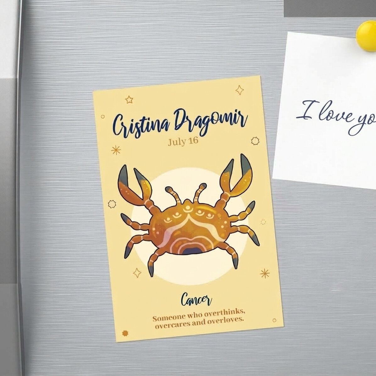 10x15 cm magnet personalised with text - Cancer zodiac sign