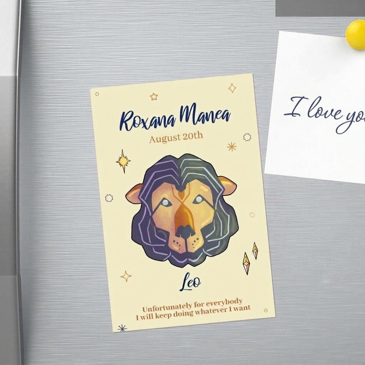 Magnet 10 × 15 cm s vlastním textem – znamení Lva