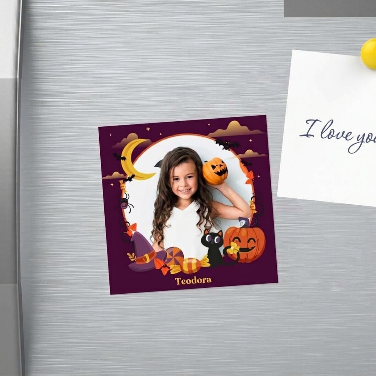 Magnet 10x10 s vlastní fotografií a textem – Happy Halloween
