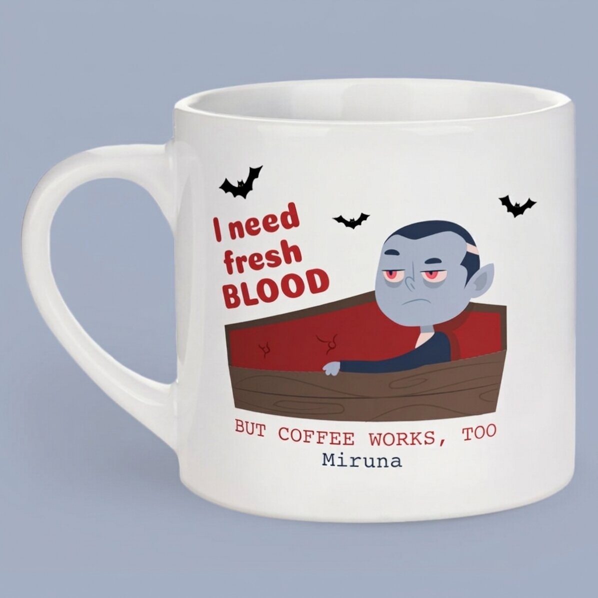 Personalizovaný hrnek na espresso s nápisem – I need fresh blood
