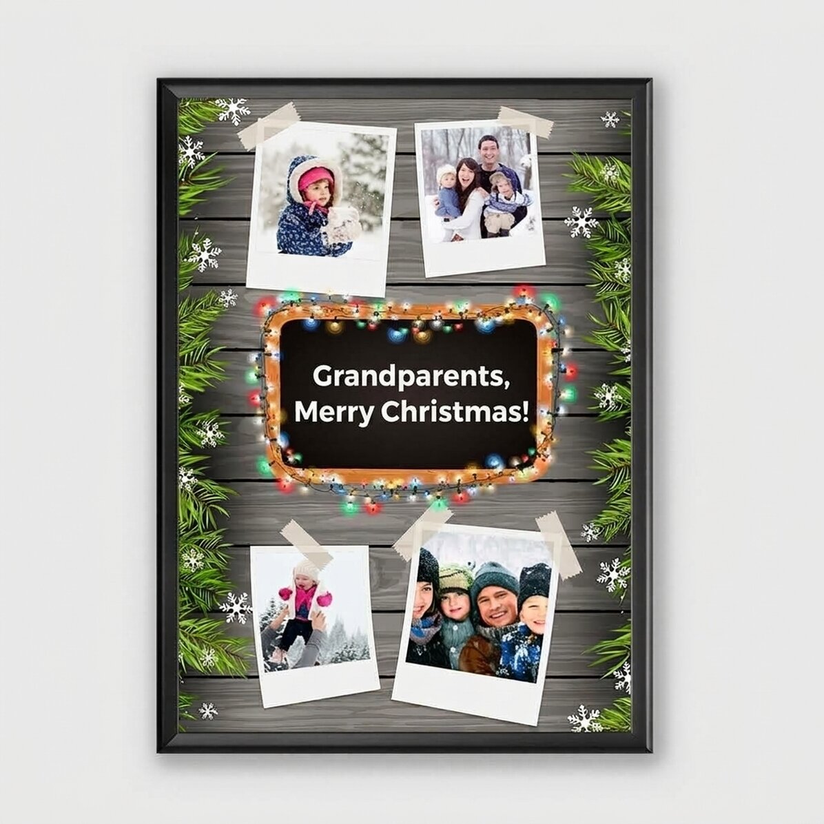 Personalizovaný obraz se 4 fotografiemi a textem – vánoční motiv