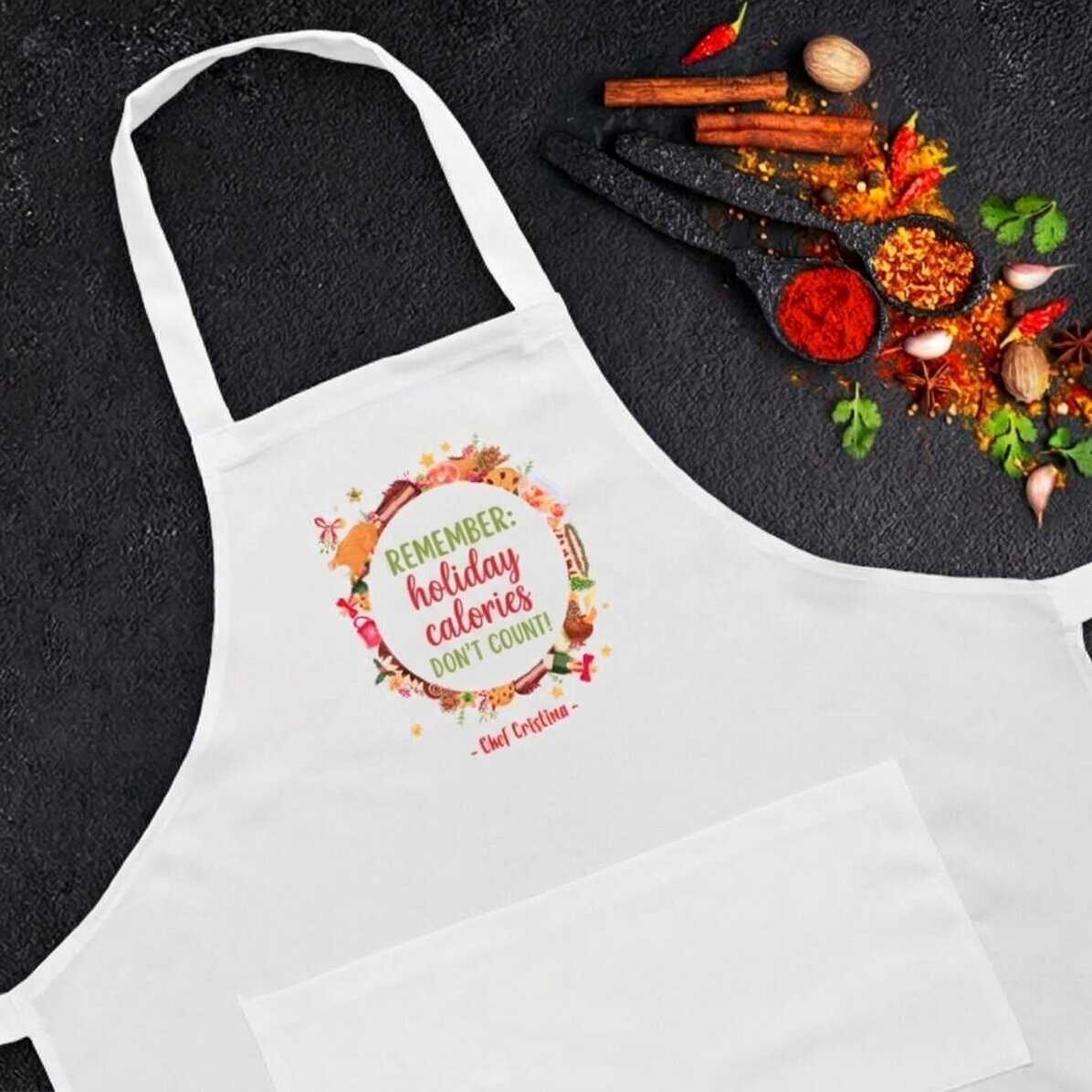 Personalised apron with text - Christmas calories