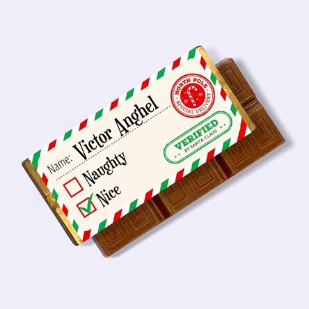 Mini čokoládová tabulka s osobním vzkazem – Ověřeno Santa Clausem