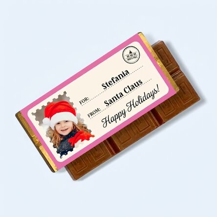 Mini čokoládová tabulka s vlastní fotografií a vzkazem – S láskou, Santa
