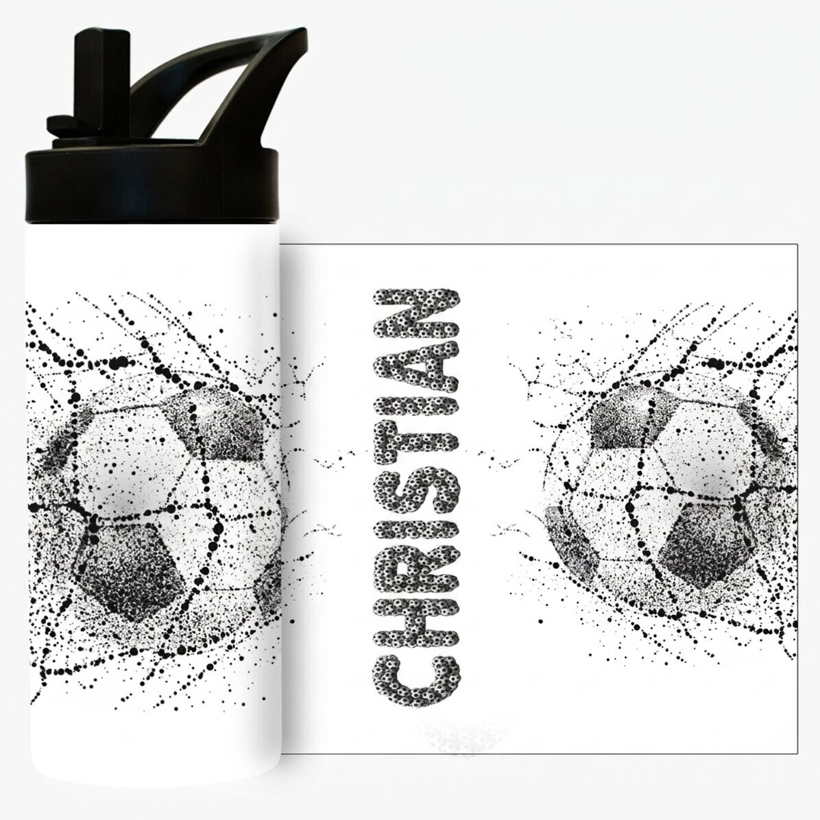 Termoska s rukojetí a brčkem s vlastním textem – Fotbal