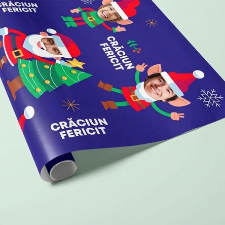Personalised gift wrapping paper with 5 photos - Funny Christmas