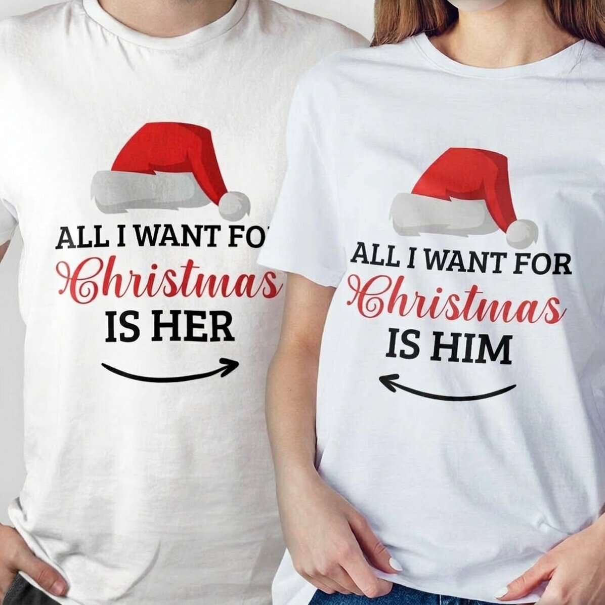 Bavlněné tričko s vlastním vánočním nápisem – All I want for Christmas
