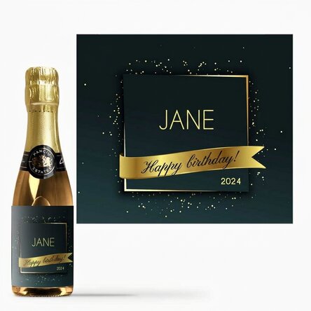 Mini láhev šumivého vína s osobním jménem – Gold