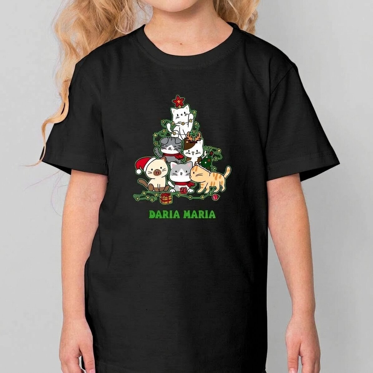 Dětské bavlněné tričko s vlastním textem – Catmas tree