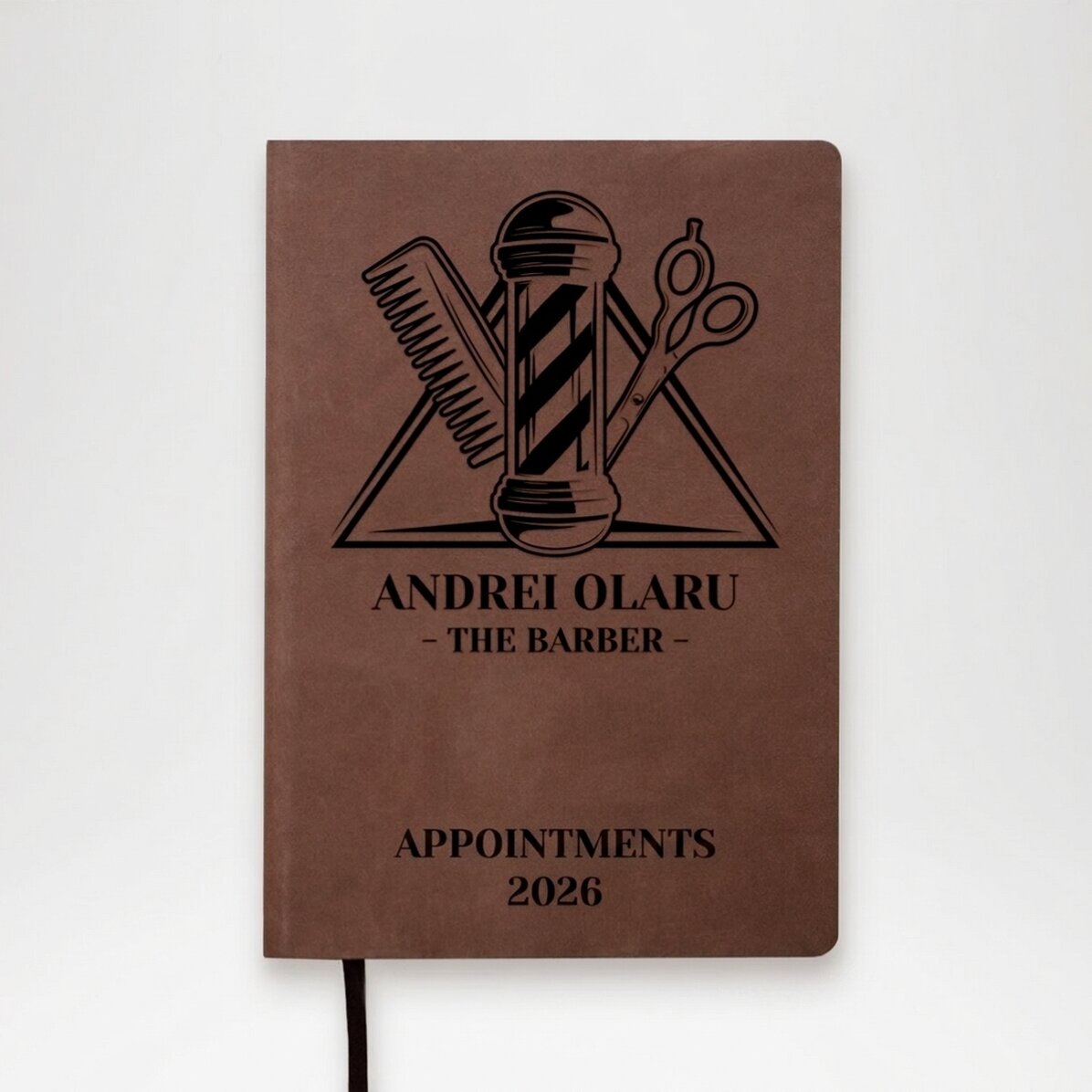 Kožený diář s vlastním textem – The barber