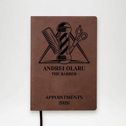 Kožený diář s vlastním textem – The barber