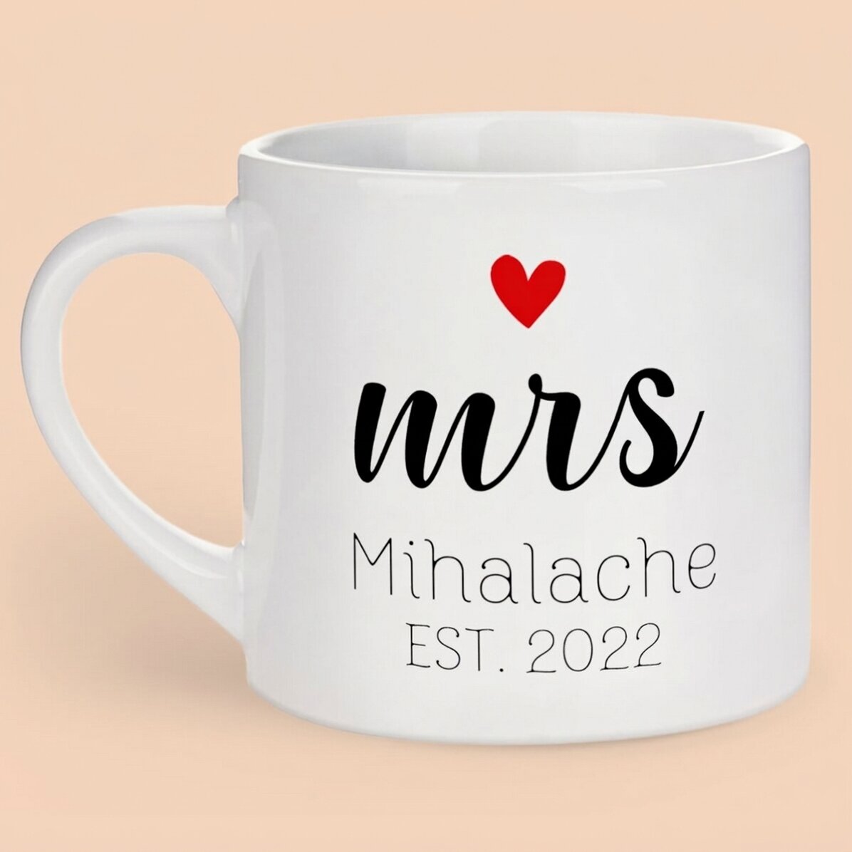 Personalizovaný hrnek na espresso s nápisem – Mrs & Mr