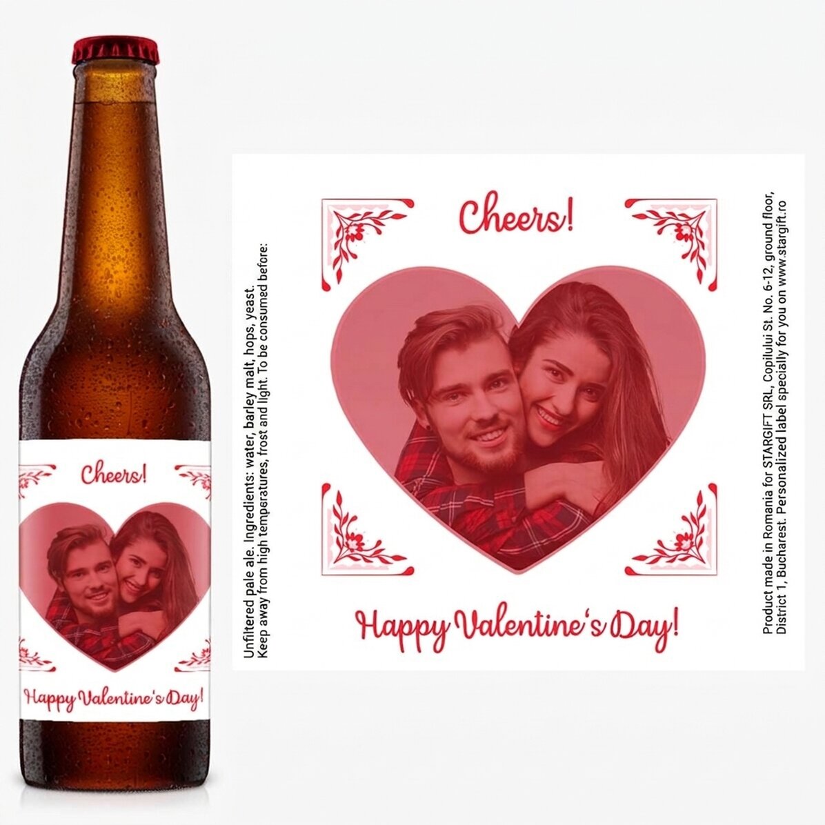 Pivo s vlastní fotografií a vzkazem – Šťastný Valentýn!