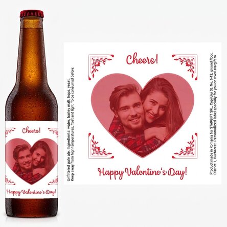 Personalised beer with a photo and message - Happy Valentine's Day!