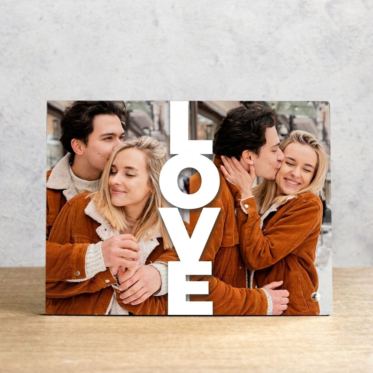 Personalizovaný stolní fotorámeček se 2 fotografiemi – LOVE
