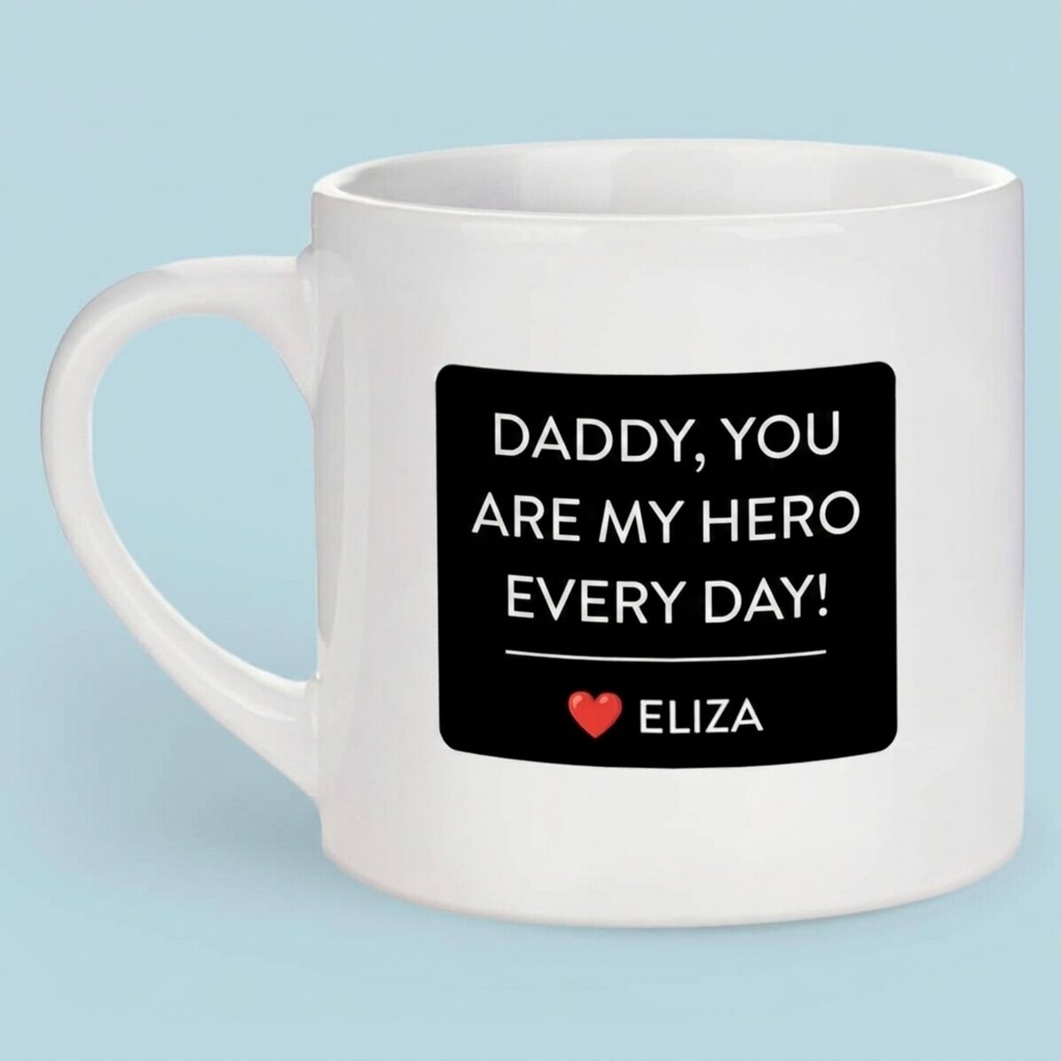 Personalizovaný hrnek na espresso s textem a fotografií – Můj hrdina