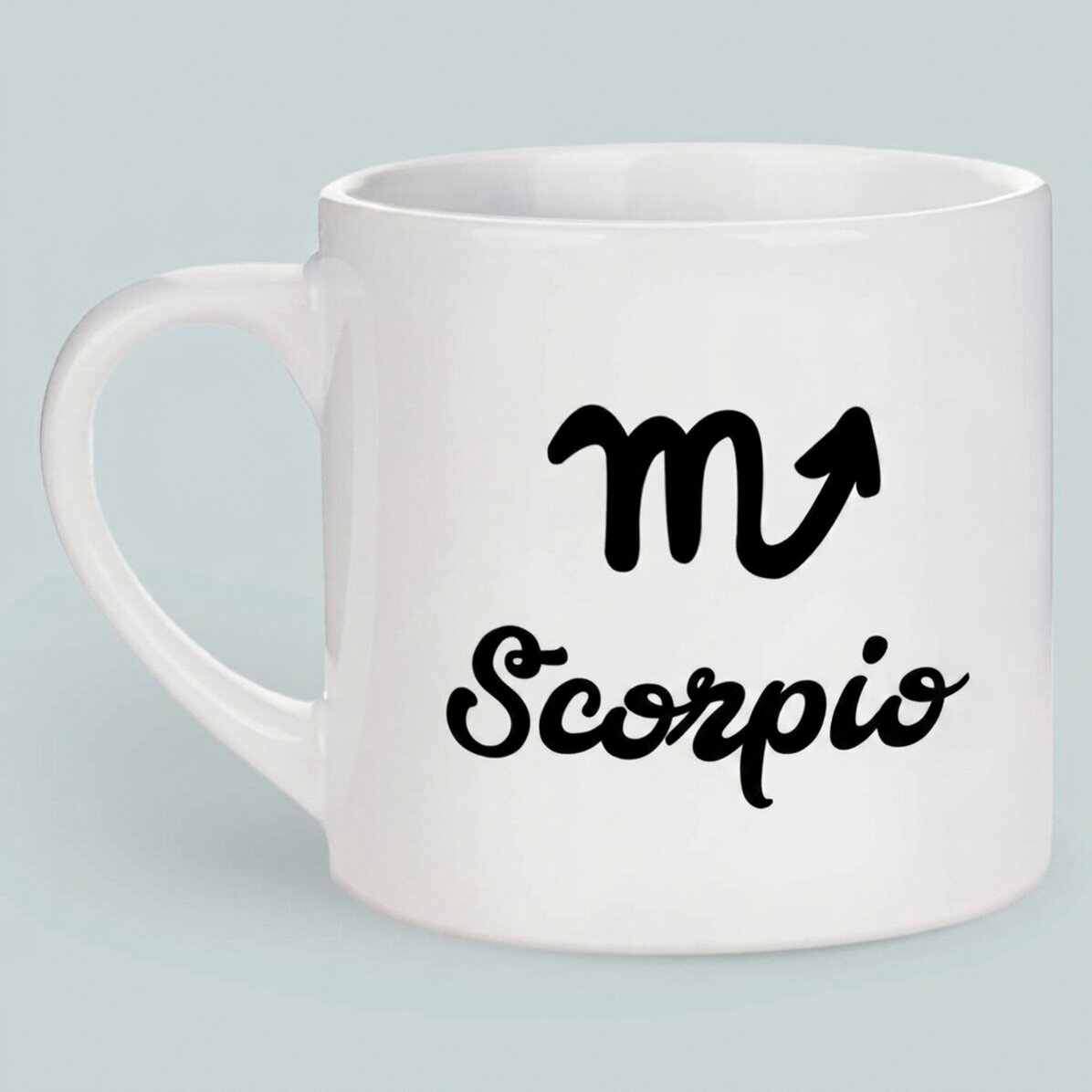 Personalizovaná šálek na espresso s fotografií a textem – znamení Štír