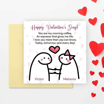 Osobní čtvercová kartička s vzkazem – Cute love