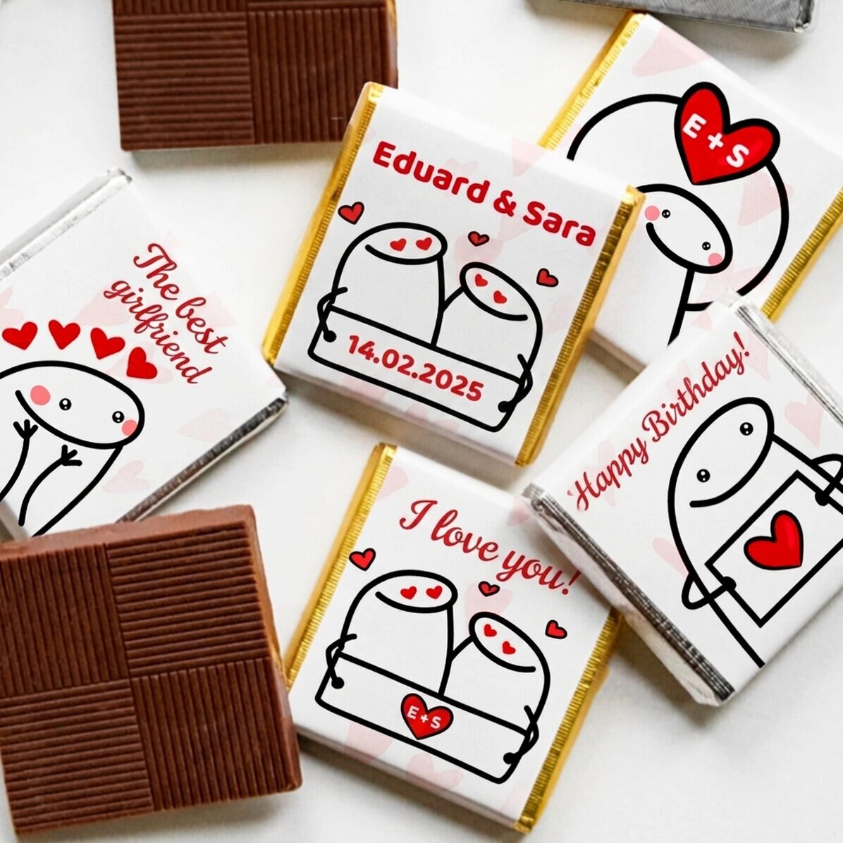 Sada 5 mini čokolád s vlastním textem – Cute love