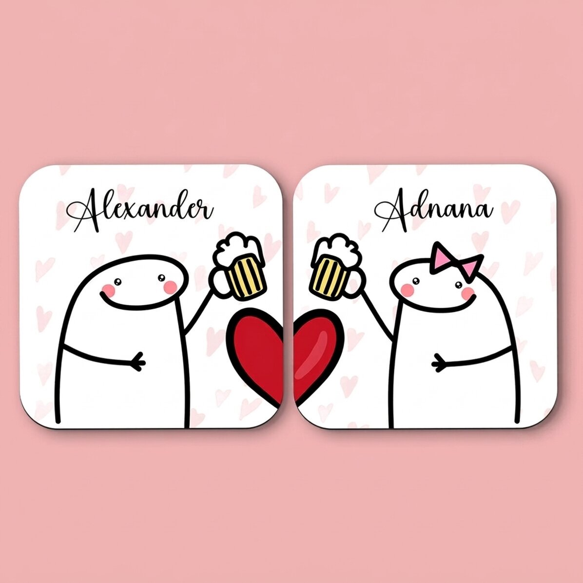 Sada 2 podtácků s vlastním textem – Cute love