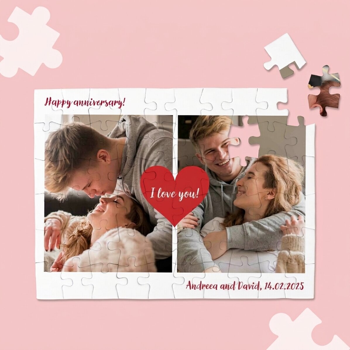 Personalizované puzzle se 2 fotografiemi a textem – Love