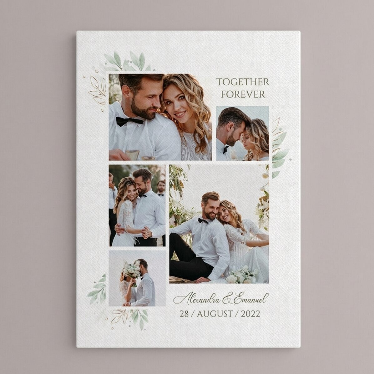 Personalizovaný obraz na plátně s fotografiemi a textem – Svatba