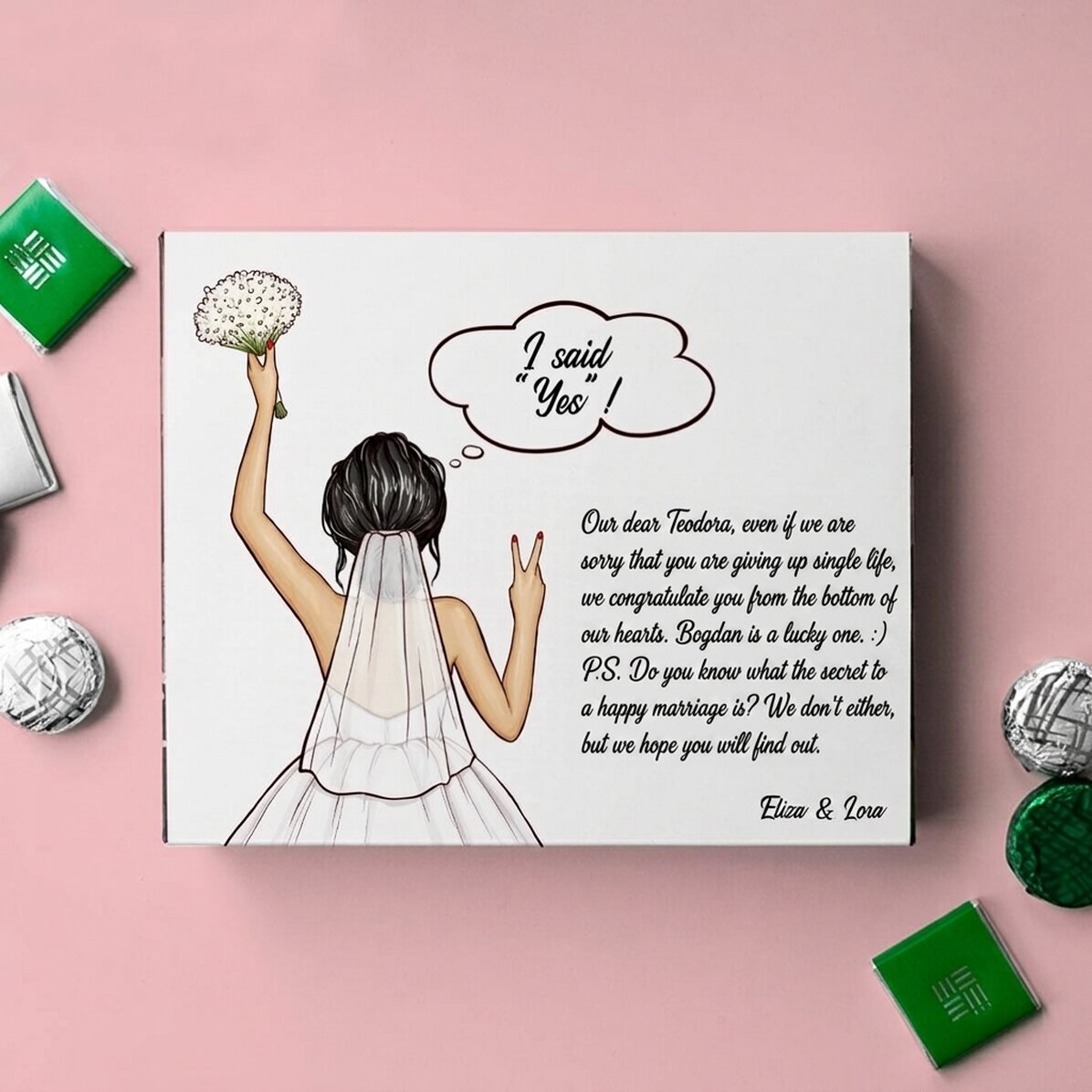 Personalizovaná krabička bonbónů s vzkazem – Bride to be