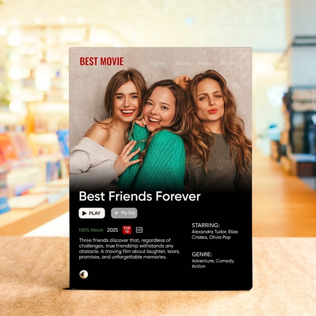 Personalizovaný stolní fotorámeček s fotografií a textem – Film