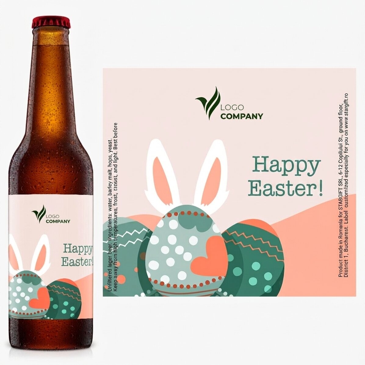Pivo s vlastním logem a textem – Veselé Velikonoce!