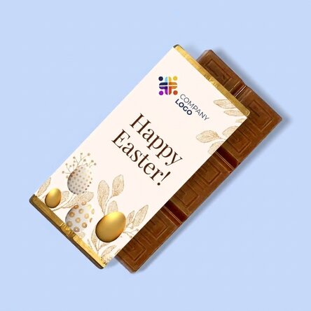 Mini čokoládová tabulka s vlastním logem a vzkazem – Gold Easter
