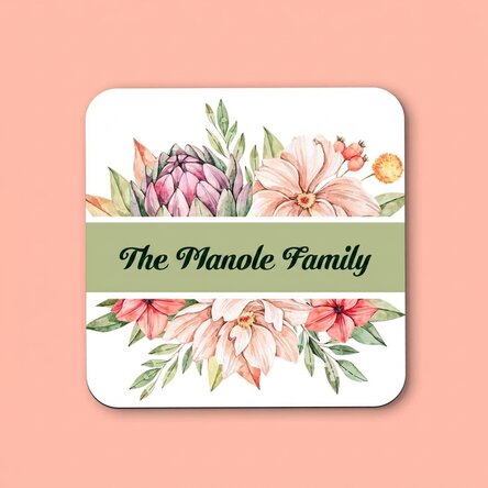 Personalised glass holder with text - Flowers