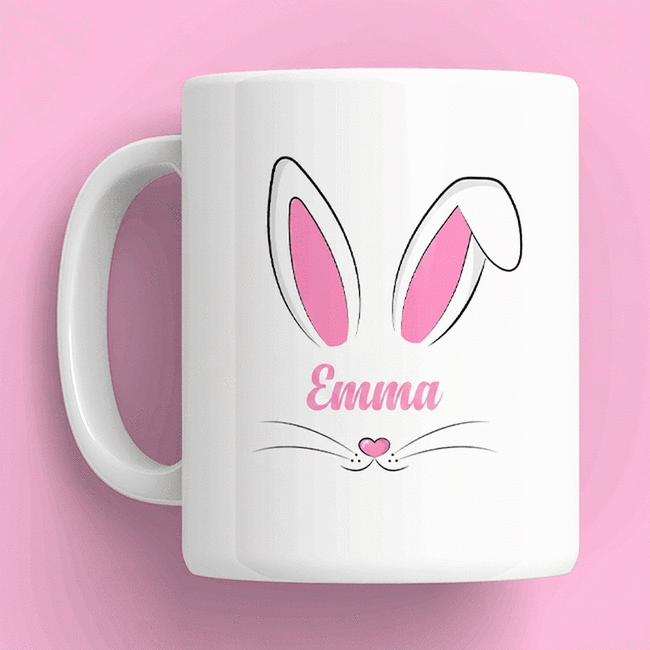 Hrnek s vlastním jménem a textem – Bunny ears