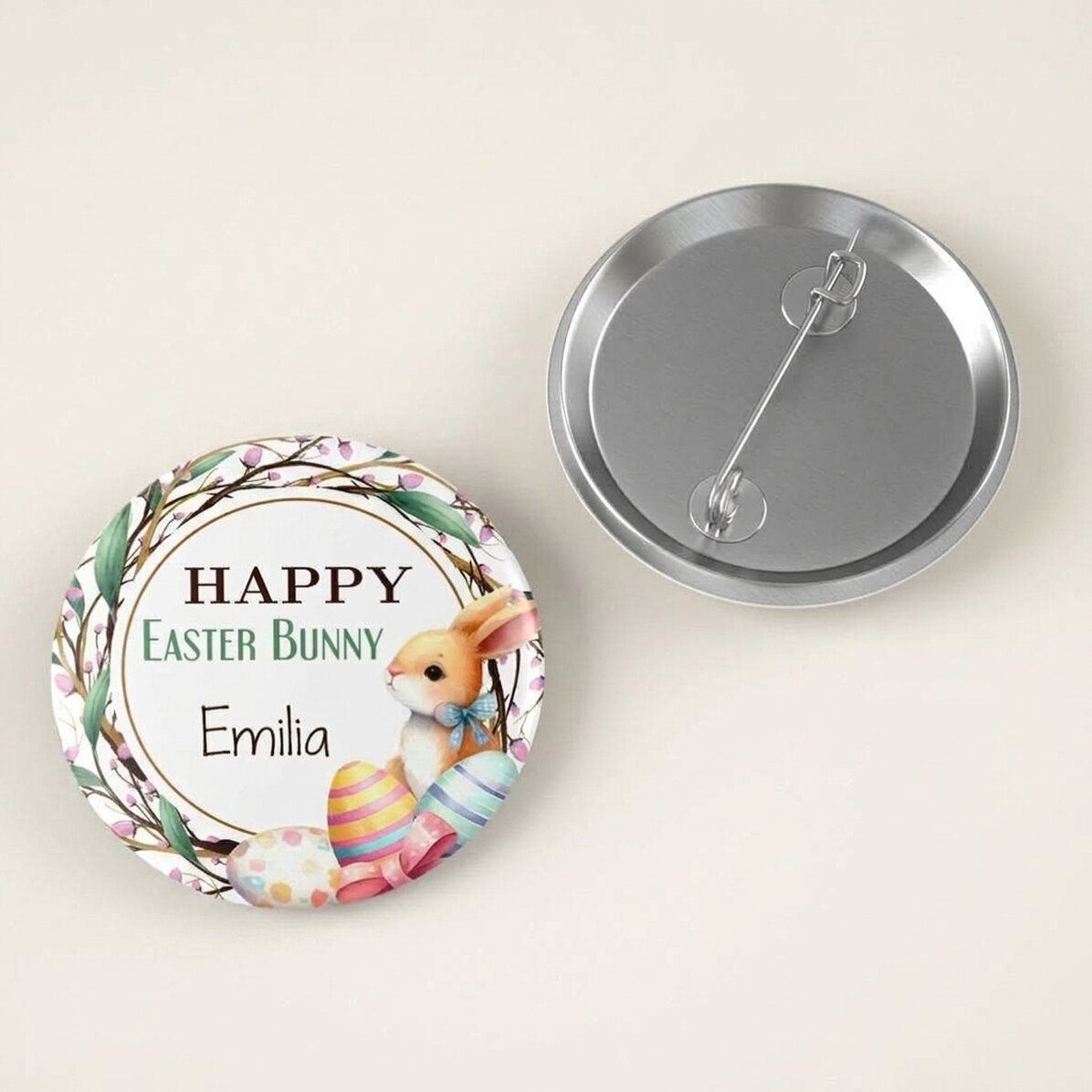 Personalizovaná odznáčka s velikonočním vzkazem – Happy bunny
