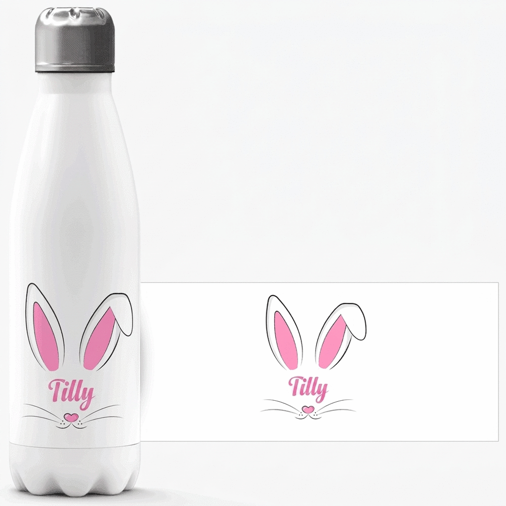 Termoska s bílou základnou s vlastním jménem – Bunny