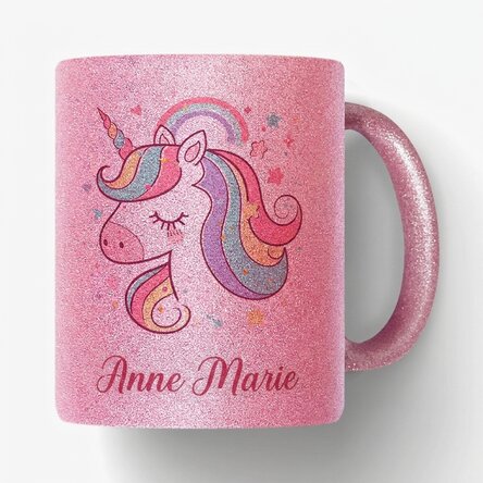Personalised glitter mug with name - Unicorn