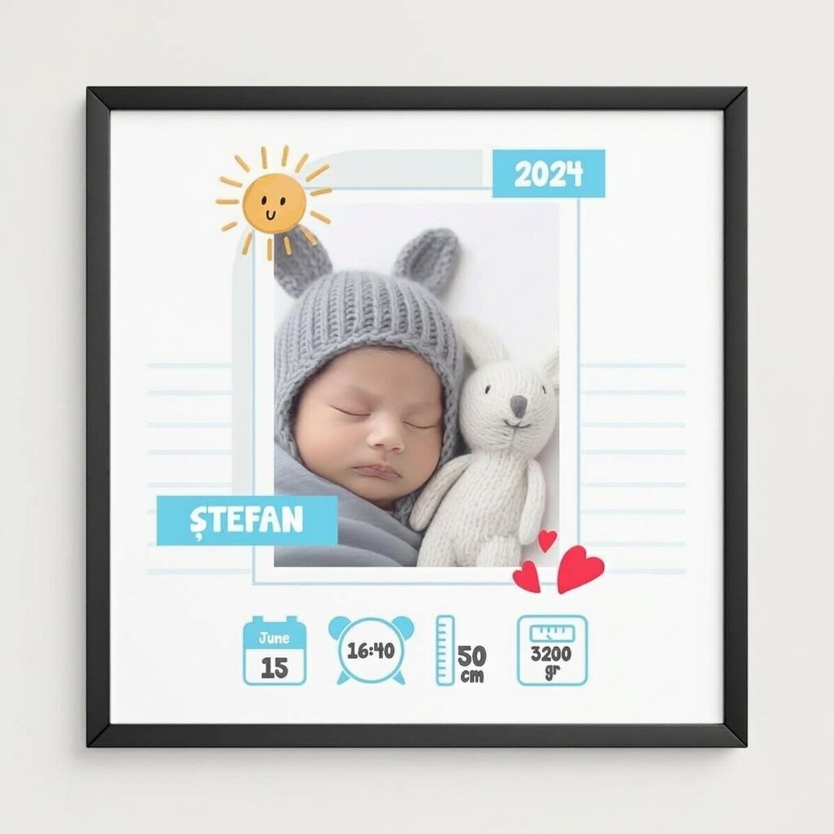 Personalizovaný obraz s fotografií a vzkazem – Hello, Baby