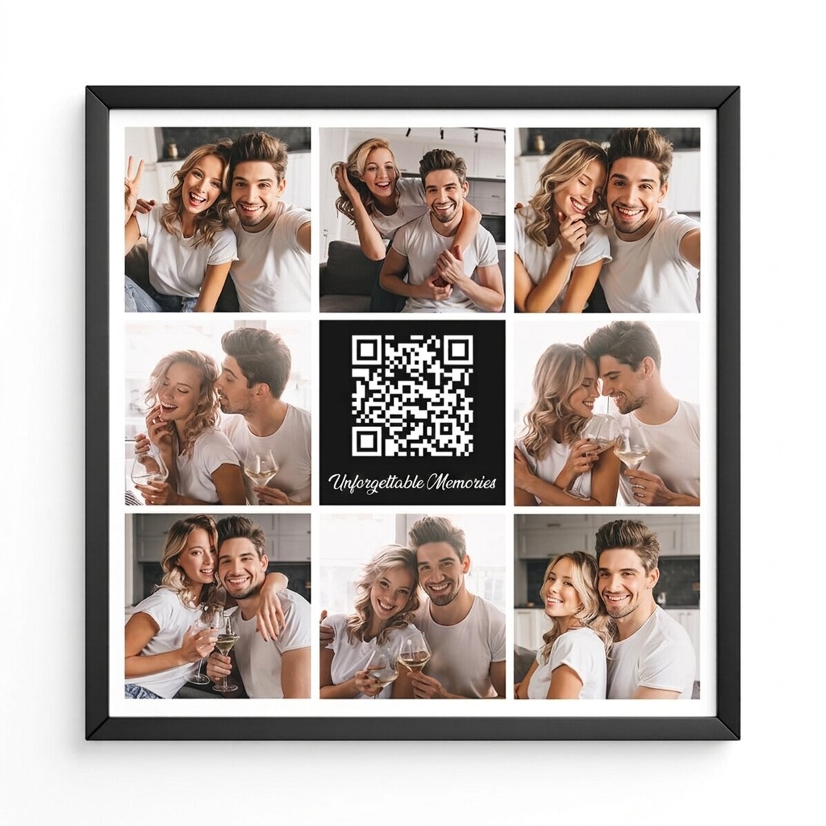 Personalizovaný obraz s 8 fotografiemi, QR kódem a textem
