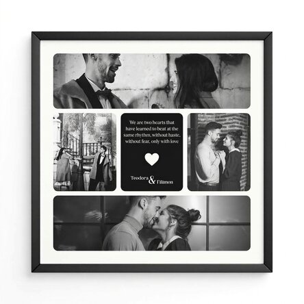 Personalised canvas with 4 photos and text - Pure love