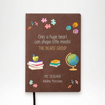 Personalised leather diary in colour for nursery school teachers