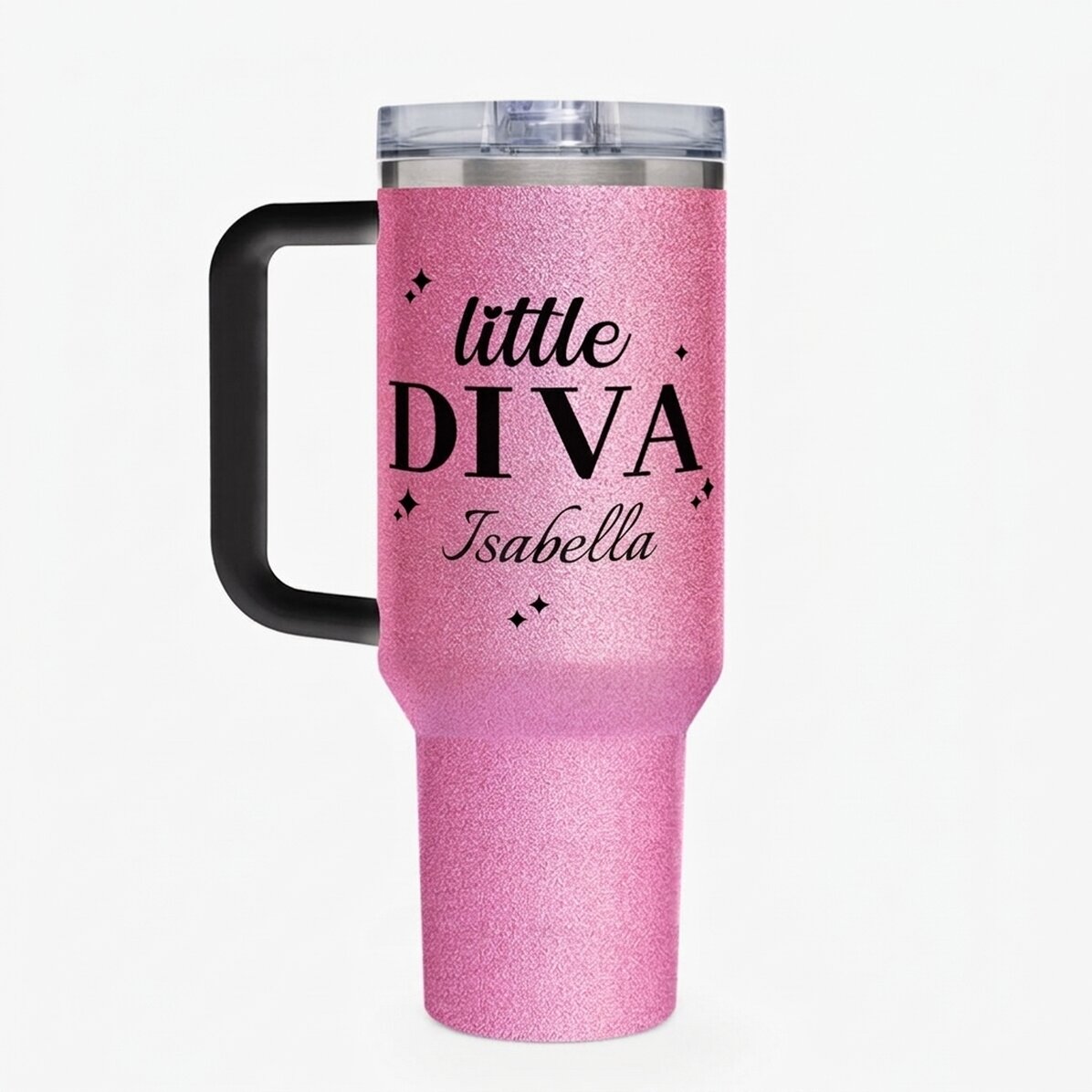Termoska s uchem a brčkem, s osobním vzkazem – little diva