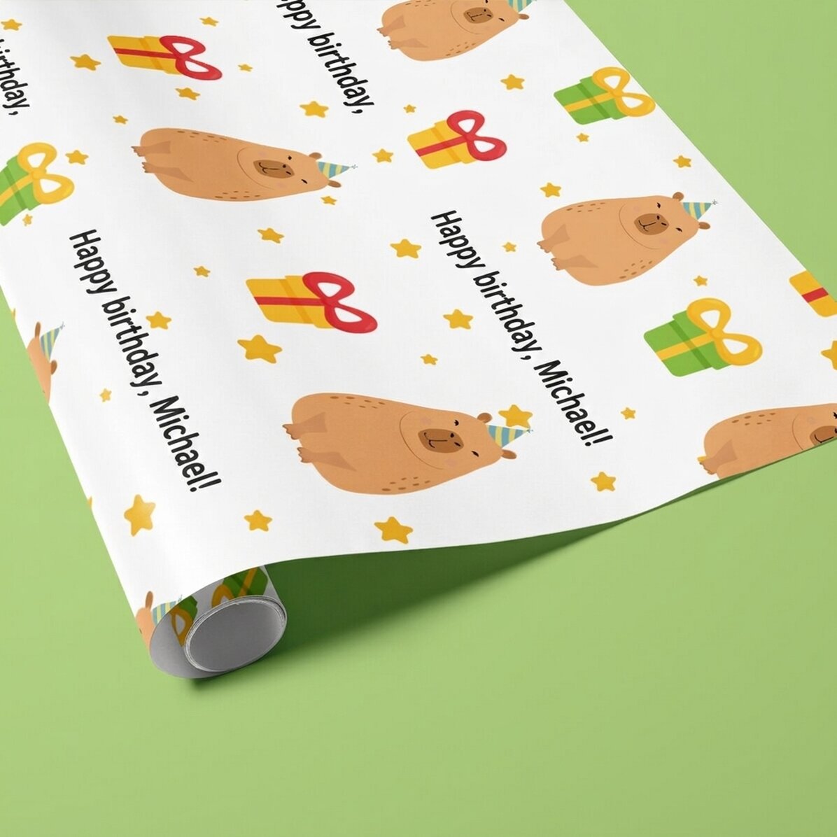 Dárkový balicí papír s vlastním textem – Capybara k výročí