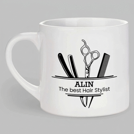 Personalizovaná šálka na espresso s nápisem – Hair Stylist