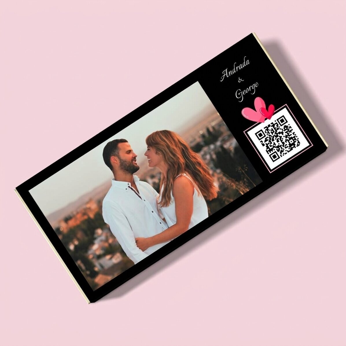 Čokoláda s vlastní fotografií, textem a QR kódem – Love