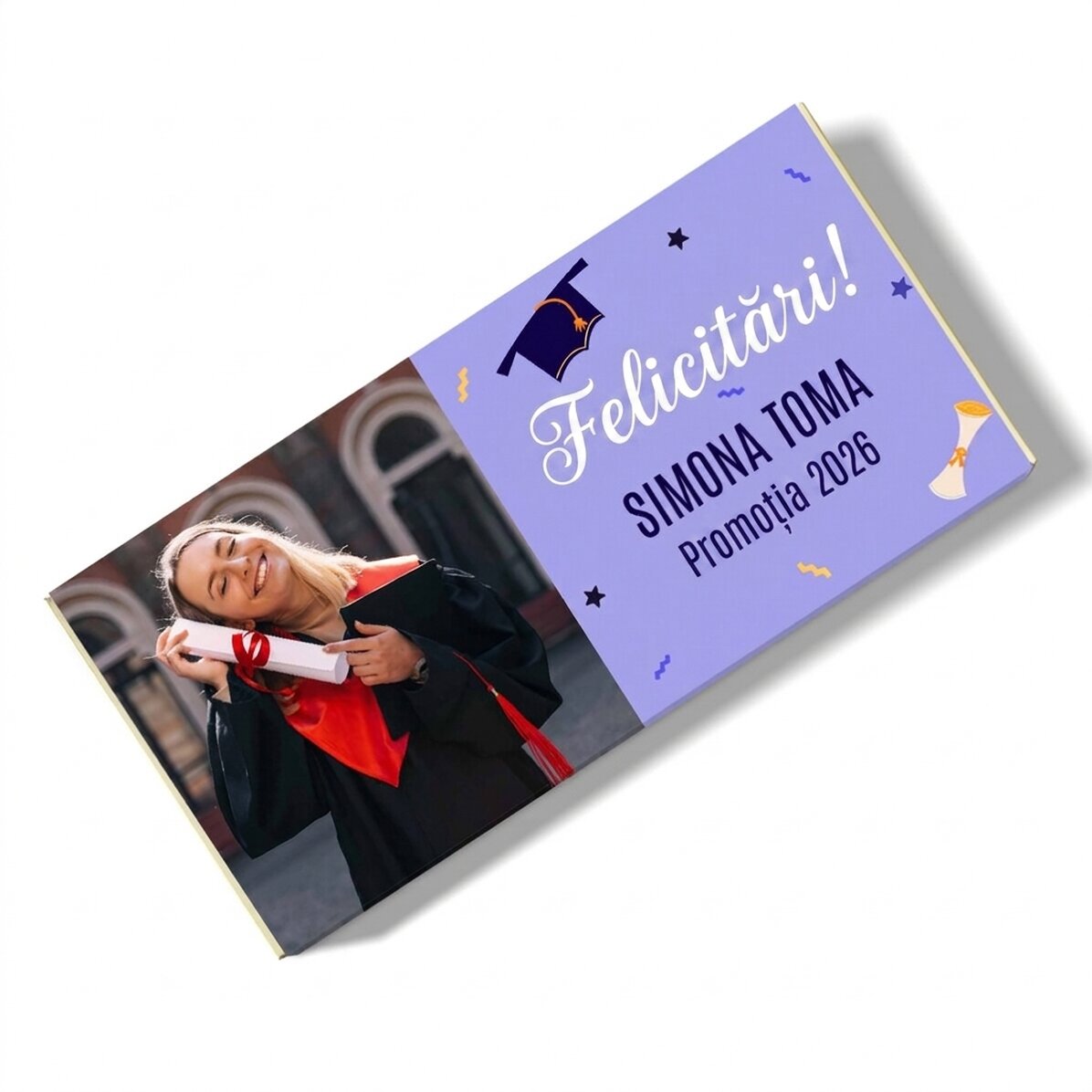 Čokoláda s vlastní fotografií a vzkazem – Promoce